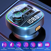 Bluetooth 5.0 Car Wireless Fm Transmitter Adapter Usb Pd Charger Aux Han... - £20.77 GBP