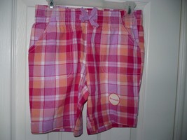 Faded Glory Girls Pull On Bermuda Shorts Violet Bloom Plaid Size SMALL 6... - £7.07 GBP