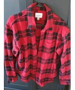 Goodfellow &amp; Co Flannel Shirt Mens Medium Black Red Plaid Heavyweight Wi... - $6.79