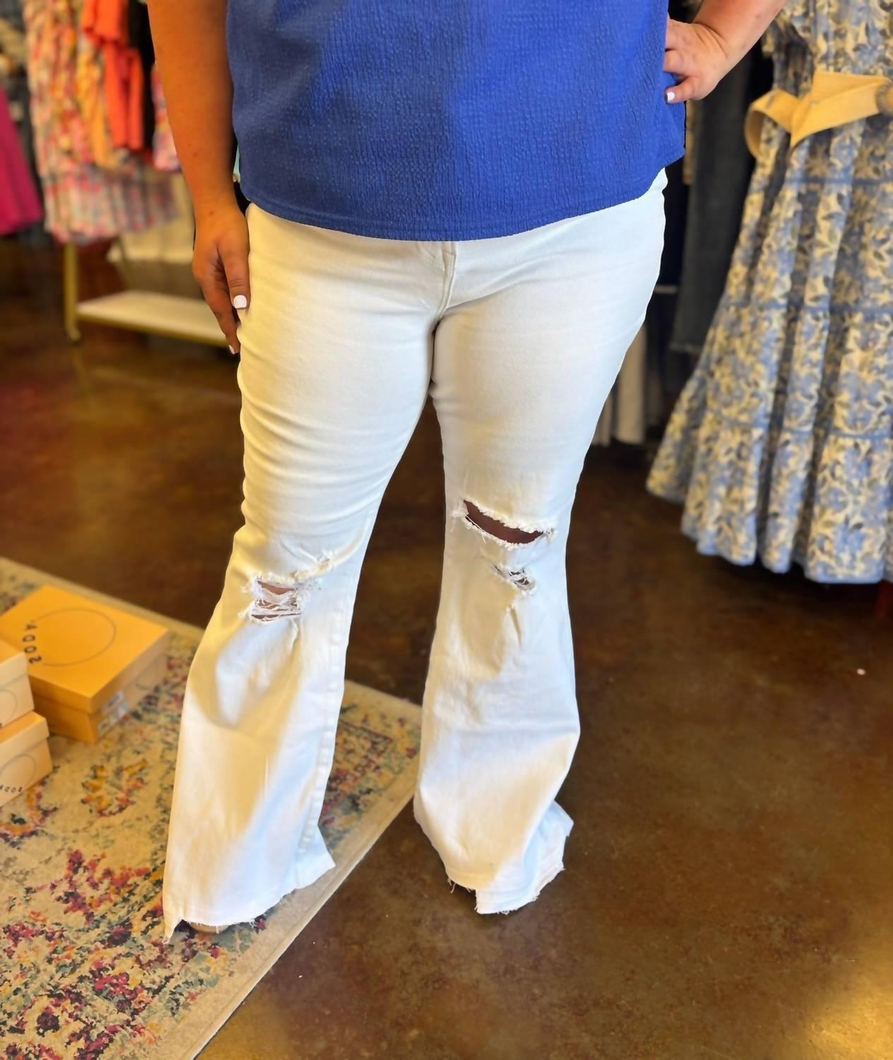 Risen Ruby Release Hem Flare Jean - Plus White - $51.00