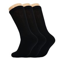 AWS/American Made 3 Pairs Black Diabetic Crew Socks Non Binding Top Medium 10 to - £7.27 GBP