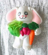 Super Cute Lehman Easter Bunny Rabbit with Veggies Brooch 1990s vintage 2&quot; - $12.95