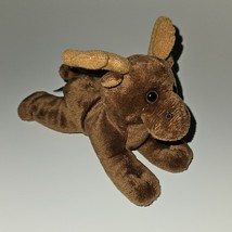 Unipak Small Brown Reindeer Plush 6&quot; Long Stuffed Animal Toy Moose Deer - $14.80