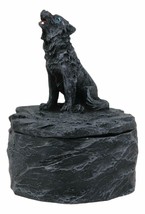 Ebros Single Howling Gray Alpha Wolf Mini Rounded Jewelry Decorative Box - £11.75 GBP