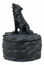 Ebros Single Howling Gray Alpha Wolf Mini Rounded Jewelry Decorative Box - £11.87 GBP