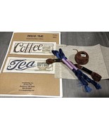 Break Time Coffee Tea Cross Stitch Pattern Fabric Thread Kit - $146.58 MXN