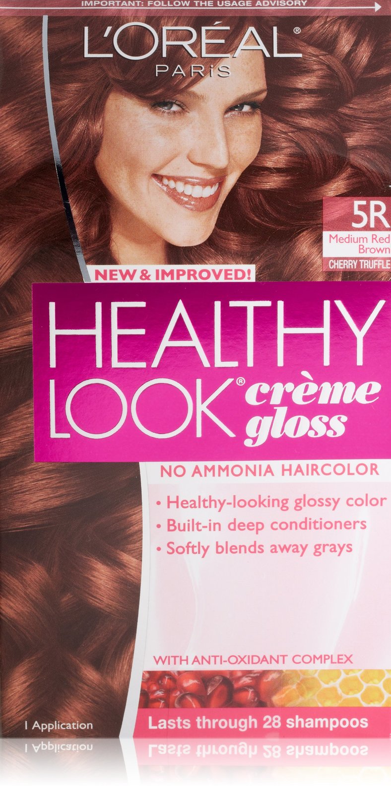 L'Oreal Paris Healthy Look Crème Gloss Color, Medium Red Brown/Cherry Truffle 5R