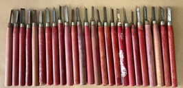 Vtg Wooden Handled Chisels Carving Leather Working Hand Tools Japan Lot ... - £15.72 GBP