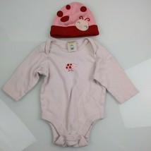 Old Navy Pink Ladybug Bodysuit and Matching Hat Baby Girl or Doll 0-3 La... - $14.84