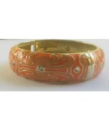 Vintage Bangle Bracelet Enamel Crystal Gold Metal w. Magnetic Closure - $54.54 CAD