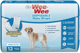 Four Paws Wee Wee Disposable Male Dog Wraps Medium/Large - 12 count - £18.74 GBP