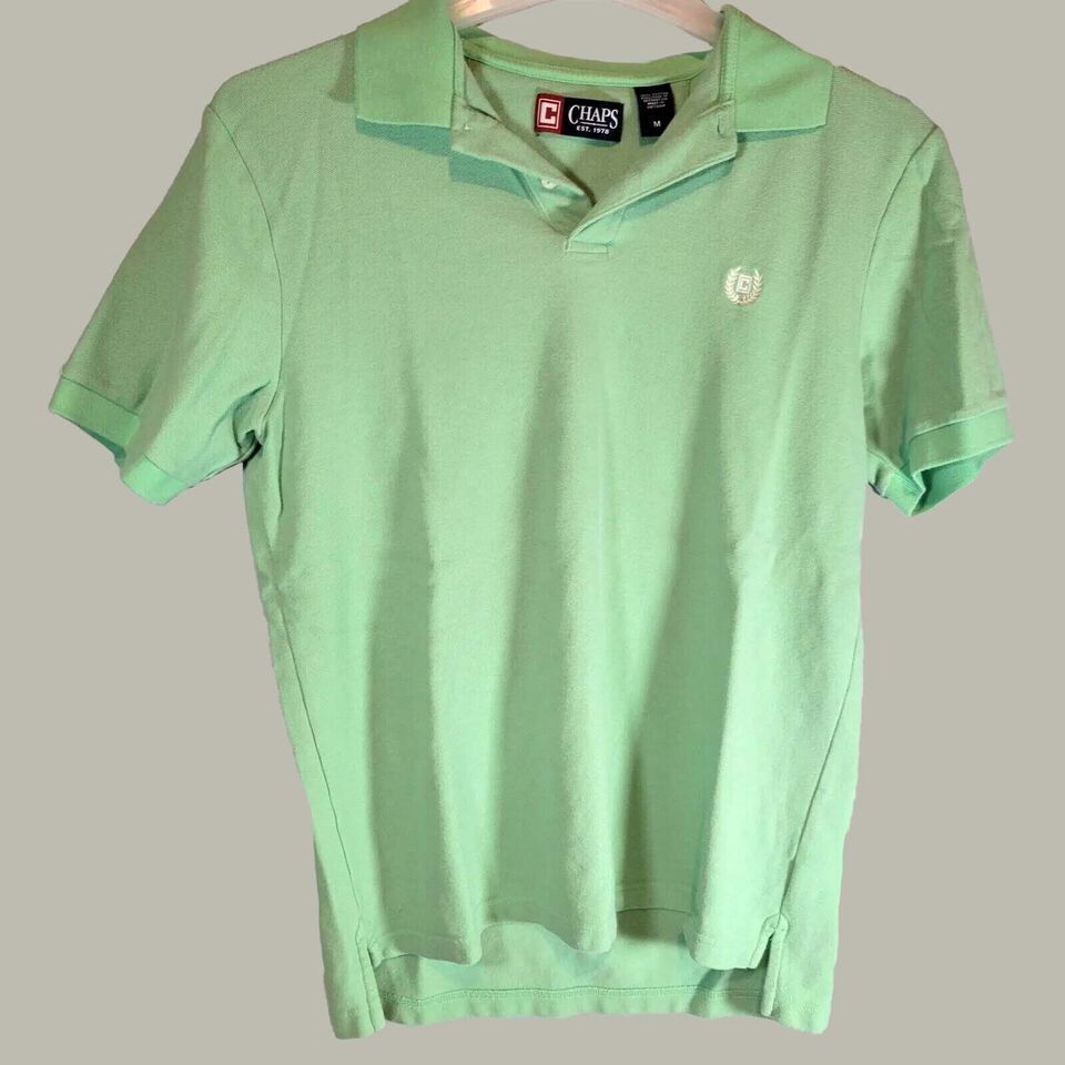 Primary image for Chaps Polo Shirt Mens Medium Green Embroidered Short Sleeve