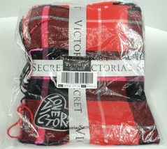Victoria&#39;s Secret Pink Red Black Signature Plaid Scarf - 82 x 12 - New - £14.67 GBP
