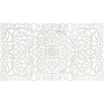 Floral Hand Carved White Wooden 48x28-inch 3-panel Wall Art Transitional - $122.75