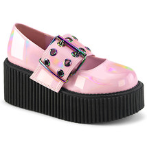 DEMONIA CRE230/BPH Womens 3&quot; Platform Buckle Strap Mary Jane Pink Creepe... - $73.95