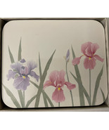 Jason Coasters 6 Rectangle Iris Cork Back Coasters in box Flower Design - $18.99