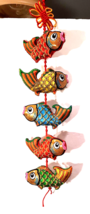 Decorative String of Colorful Fish Made In China 5 Kissing Fish Plush Glitter - £13.23 GBP