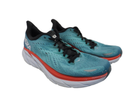Hoka One Men&#39;s Clifton 8 Athletic Running Shoe Blue Red White Size 12D - £45.45 GBP