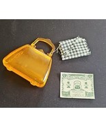 Orange Celluloid Plastic A Newberg NY Co Doll Purse &amp; 1949 Play Money Wa... - £31.04 GBP