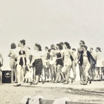 Old Original Photo BW Vintage Photograph Crowded Beach Scene 1945 - £7.81 GBP