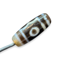 High quality Old Tibetan 2 Circle Eyes Agate stone Dzi Bead Amulet HDQ-3 - $1,050.81 MXN