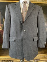 VTG Stafford 42R Dark Gray Wool &amp; Cashmere Smooth Tweed 3 Roll 2 Blazer Jacket - $69.99