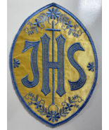 Vintage Liturgical JHS Church Emblem Embroidered Patch Sew On Vestment J... - £19.45 GBP