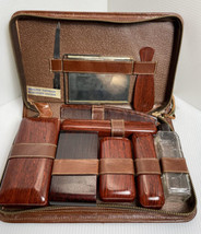 Vintage Brown Leather Men’s Zippered Travel Kit Multiple Pieces - £29.03 GBP