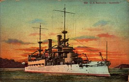 US Battleship &quot;Kentucky&quot; WW II VINTAGE MILITARY POSTCARD BK67 - £7.12 GBP