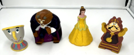 Vintage Set of 4 Beauty and the Beast Disney Rubber Hand Puppets Pizza Hut 1992 - $18.65