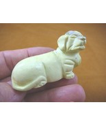 Y-DOG-DA-707) yellow DACHSHUND weiner dog hotdog FIGURINE carving I love... - £13.69 GBP