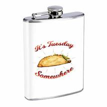 Taco Tuesday Hip Flask Stainless Steel 8 Oz Silver Drinking Whiskey Spirits Em1 - £7.93 GBP