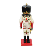 Holiday Wooden Nutcracker with Sword 14 Inch Red White Vintage Christmas - £33.23 GBP