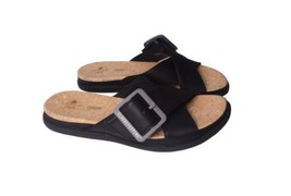 Clarks Cloudsteppers Step June Shell Slip On Sandals Size 7 Black Cushio... - $22.79