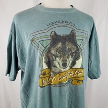 Vintage Vermilian Bay Canada Gray Wolf T-Shirt XXL Green Single Stitch W... - $26.99