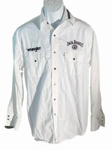 JACK DANIEL&#39;S Men&#39;s Long Sleeve Button Snap Down Cotton Shirt White Medium - £19.25 GBP