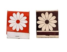 Vintage Matchbook Retro Flower Thank You Pair of 2 Red &amp; Brown Used - $7.94