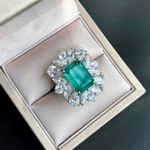 100% 925 Silver Wedding Fine Jewelry Sets for Women Vintage Emerald Gemstone Hig - £141.32 GBP