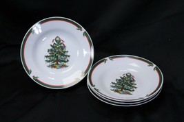 Pacific Rim Soup Bowls Christmas Tree 8-1/8&quot;  Lot of 4 Xmas - $18.61