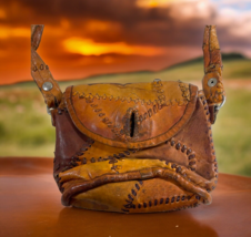 Patchwork Vintage Handmade Leather Stitched Shoulder Bag Purse Handlebar... - £36.95 GBP