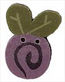 Small Lavender Swirl Bud 2311s handmade clay button .75" JABC Just Another Butto - $2.00