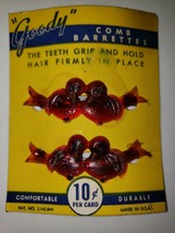 Vintage Goody Set Comb Barrettes Celluloid New Old Stock Red Birds PB50 - £23.88 GBP