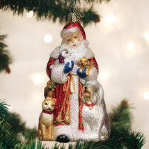 Old World Christmas Santa&#39;s Furry Friends Glass Christmas Ornament 40288 - £25.08 GBP