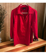 Lane Bryant Blouse Womens Size 20 Red Long Sleeve Cheetah / Leopard Cuff... - $381.81 MXN