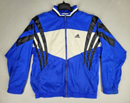 Adidas Jacket Adult M Windbreaker Blue White Zip Striped 90&#39;s Colorblock... - £49.83 GBP