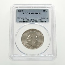 1950 50C Franklin Demi Dollar Classé Par PCGS Comme MS65 Fbl - $262.24