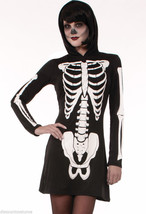 Bone Collection Skeleton Hooded Mini Dress Womens Costume Adult XS/SM - £19.80 GBP
