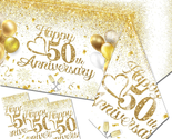 Happy 50Th Anniversary Table Cloth,50 Year Anniversary Decorations 3Pcs ... - £16.32 GBP