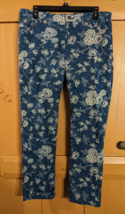 Ralph Lauren Lrl Blue &amp; Cream Floral Slim Stretch Ankle Jeans Size 11 Euc 33x27 - £15.14 GBP