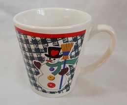 Christmas Snowman Gingham 10 oz Coffee Mug Cup  - $1.99